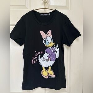 Dolce & Gabbana Disney Daisy Duck Sequin Black Cotton Shirt Size 36, US 4